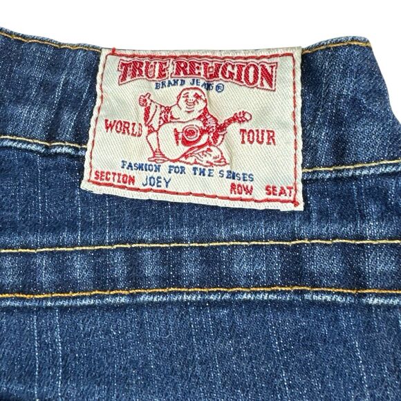 Vintage True Religion Jeans Womens 28 Blue Joey Low Rise Flare Made in USA Y2K - Picture 7 of 16